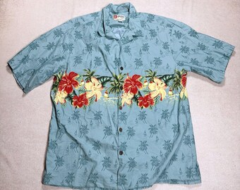 Vintage Hawaiian Floral Button Down T Shirt The Hawaiian Original XL