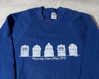 Vintage 80s NJ Victorian Cape May New Jersey House Crewneck Sweatshirt • Small
