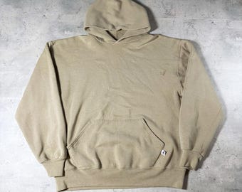 Vintage 90s Russell Athletic Tan Hoodie • Large