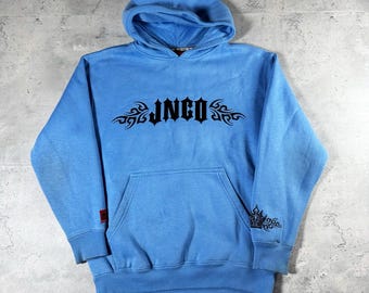 Sudadera con capucha azul claro con jeans JNCO vintage Y2K • Juvenil mediano