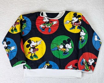 Vintage Retro 80s Minnie Mickey Reversible Crewneck Sweatshirt - Large