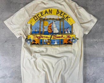 Vintage 90s Single Stitch Ocean Deck Daytona Beach Florida T Shirt • Medium