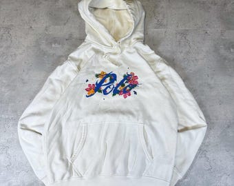 Polo Ralph Lauren Floral Flower White Tropical Hoodie • Medium