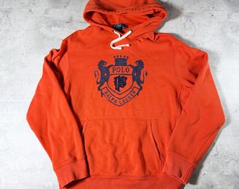 Polo Ralph Lauren Orange Crest Hoodie • Medium