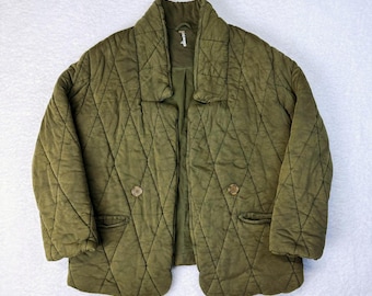 Free People Tawny Quilted Army Green Puffer Jacket • Medium