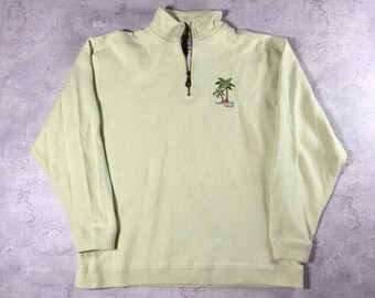Vintage 90s Hawaii Crazy Shirts Quarter Zip Sweatshirt Tropical Casual Pullover Medium
