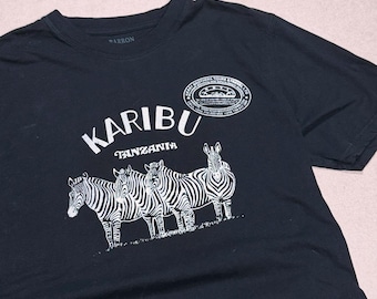 Karibu Tanzania Zebra Safari Tour T Shirt Large