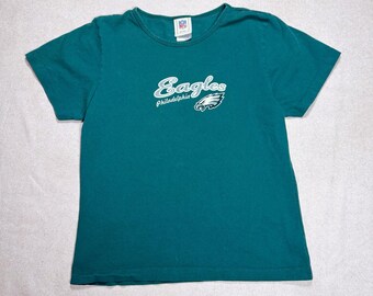 Vintage Y2K NFL Philadelphia Eagles Spelled Out Logo Green T Shirt Medium