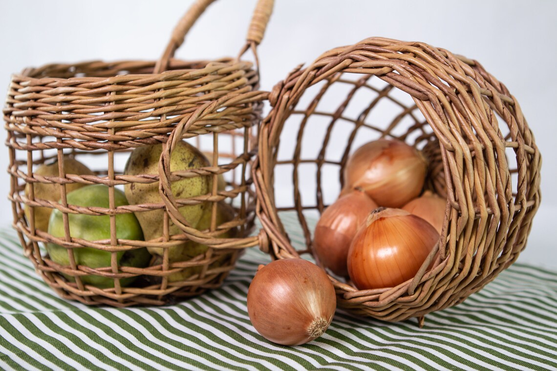 Hanging Basket For Storing Garlic and Onions Handwoven Etsy