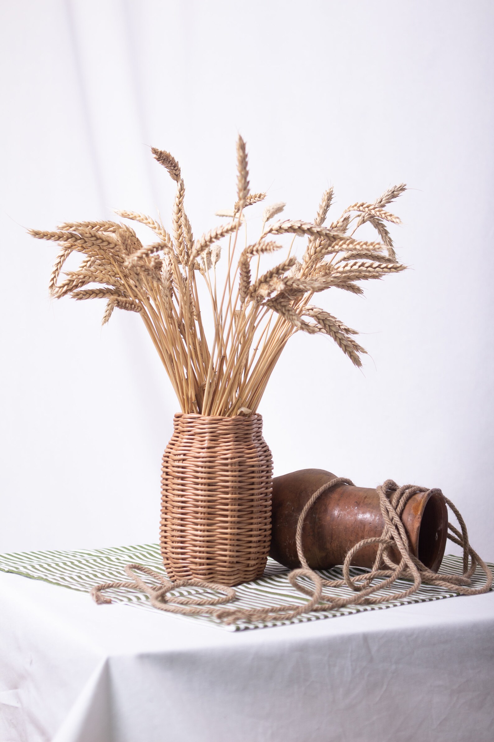 Wicker glass vase for flowers in a minimalist style boho Etsy