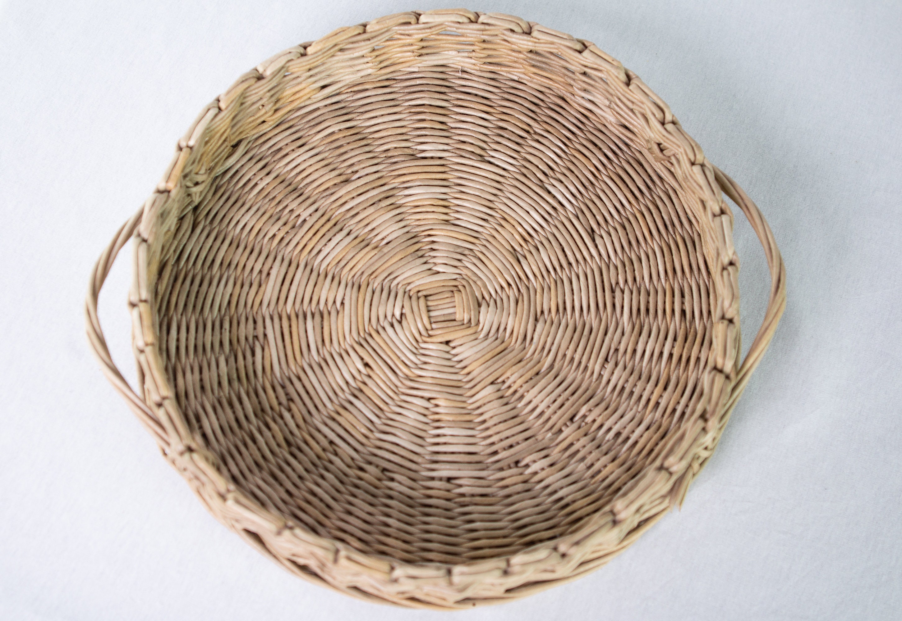 Round Basket Tray Round Wicker Tray Handled Basket Tray Etsy