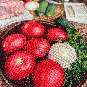 Cross stitch pattern Still Life vegetables ham kitchen xstitch anion PDF instant download modern embroidery chart counted cross stitch food image 4