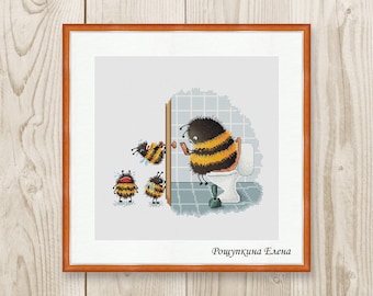 Cross stitch pattern Bee baby child xstitch Mother Cross Stitch PDF instant download modern embroidery chart counted cross stitch