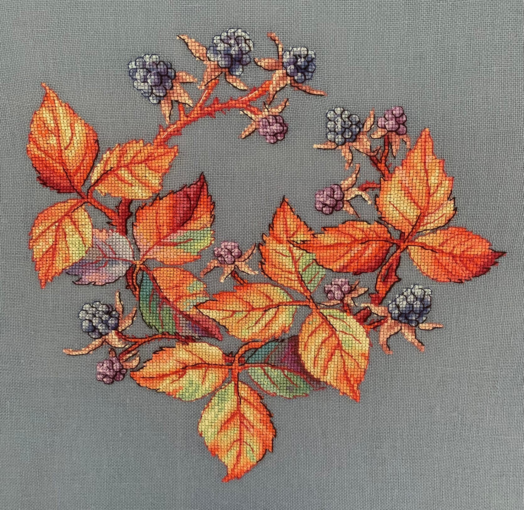 Cross Stitch Pattern Wreath Autumn Leaves Fall Blackberry - Etsy