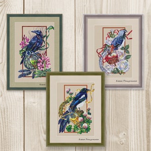 Cross stitch pattern potion love luck watercolor bird xstitch PDF instant download modern embroidery chart counted cross stitch set
