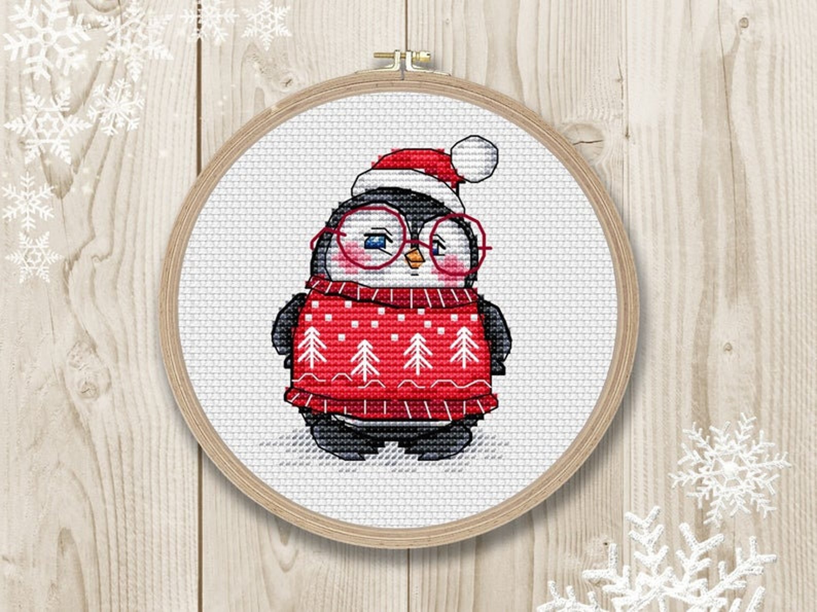 Cross Stitch Pattern Penguin Winter Xstitch PDF Instant Etsy