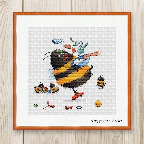 Cross stitch pattern Bee baby child wash xstitch Mother Cross Stitch PDF instant download modern embroidery chart counted cross stitch