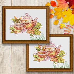 Cross stitch pattern tea kitchen cosiness house berries xstitch PDF instant download modern embroidery chart counted cross stitch food