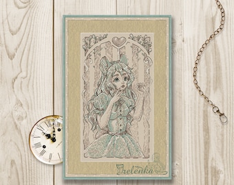 Cross stitch pattern Retro Girl Fox xstitch Sketch Cute PDF instant download modern embroidery chart counted cross stitch