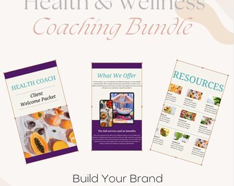 Paquete de coaching de salud y bienestar, plantillas de Canva, coaching de salud, plantillas para publicaciones y feeds de Instagram, coach de vida holístico listo para usar.