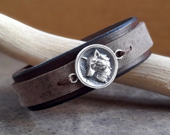 Silver 925 Wolf Bracelet, White Fang, Great Nordic Wolf, Gray Wolf, Spirit Animal Power/Totem Animal, Spiritual Bracelet, Fighter Bracelet