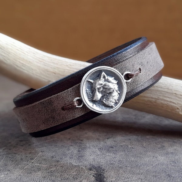 Silver 925 Wolf Bracelet, White Fang, Great Nordic Wolf, Gray Wolf, Spirit Animal Power/Totem Animal, Spiritual Bracelet, Fighter Bracelet