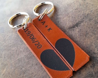 Couple Keychains Gift, Relationship Keyrings, Half Heart Keychain, Long Distance Relationship Gift, 1st Anniversary Gift, Custom Keychain