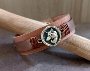 Cadeauarmband wolfamulet, spiritueel dier met polsbandje met geheime tekst