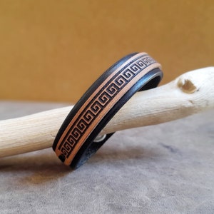 Bracciale in pelle con chiave greca, regalo simbolico unisex