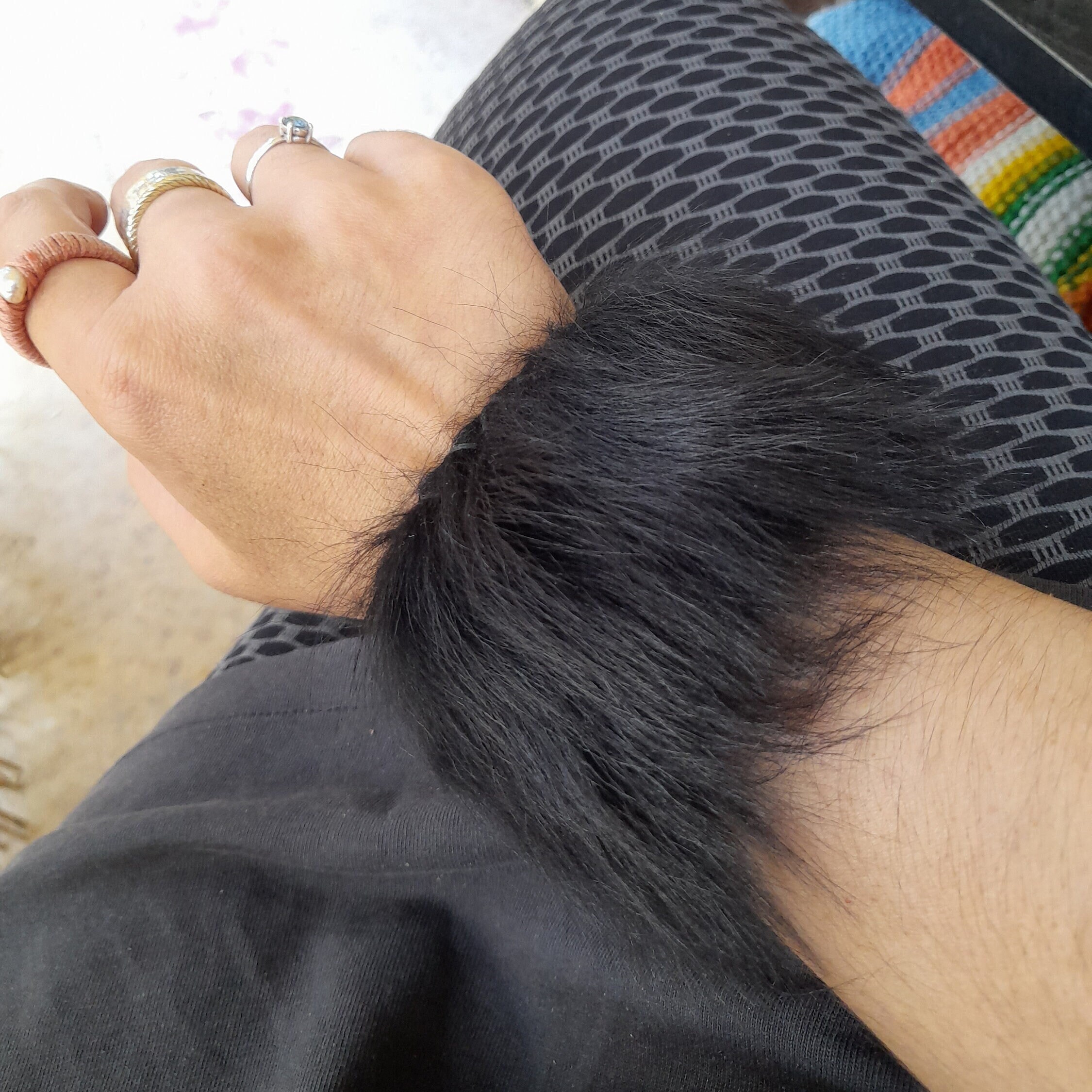 CHANEL Vintage Coco Mark Lapin Fur Wrist Warmer Wristband Black
