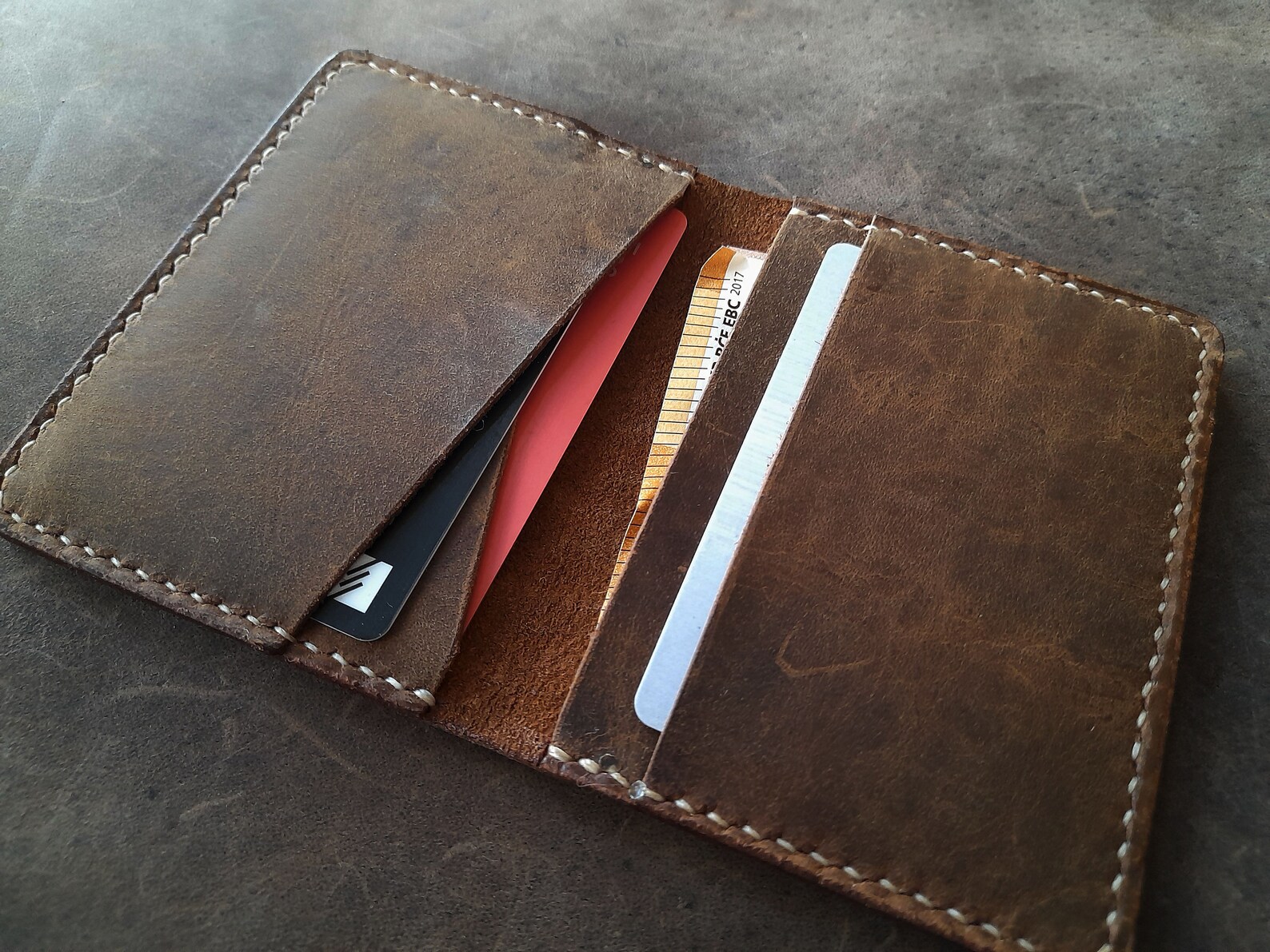 Leather Bifold Wallet Minimalist Leather Wallet Mens Slim - Etsy