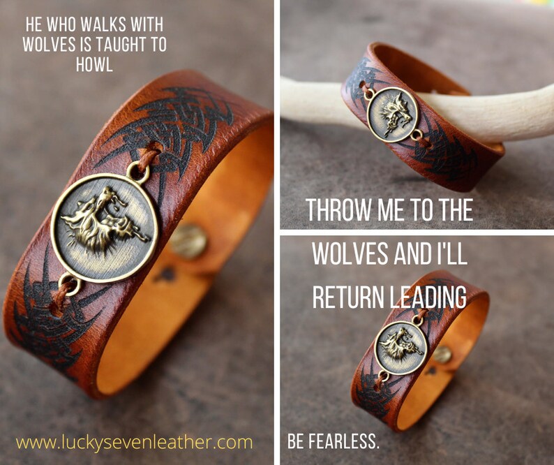 Howling Wolf Bracelet Nordic Wolf Cuff Bracelet Tribal Wolf Etsy