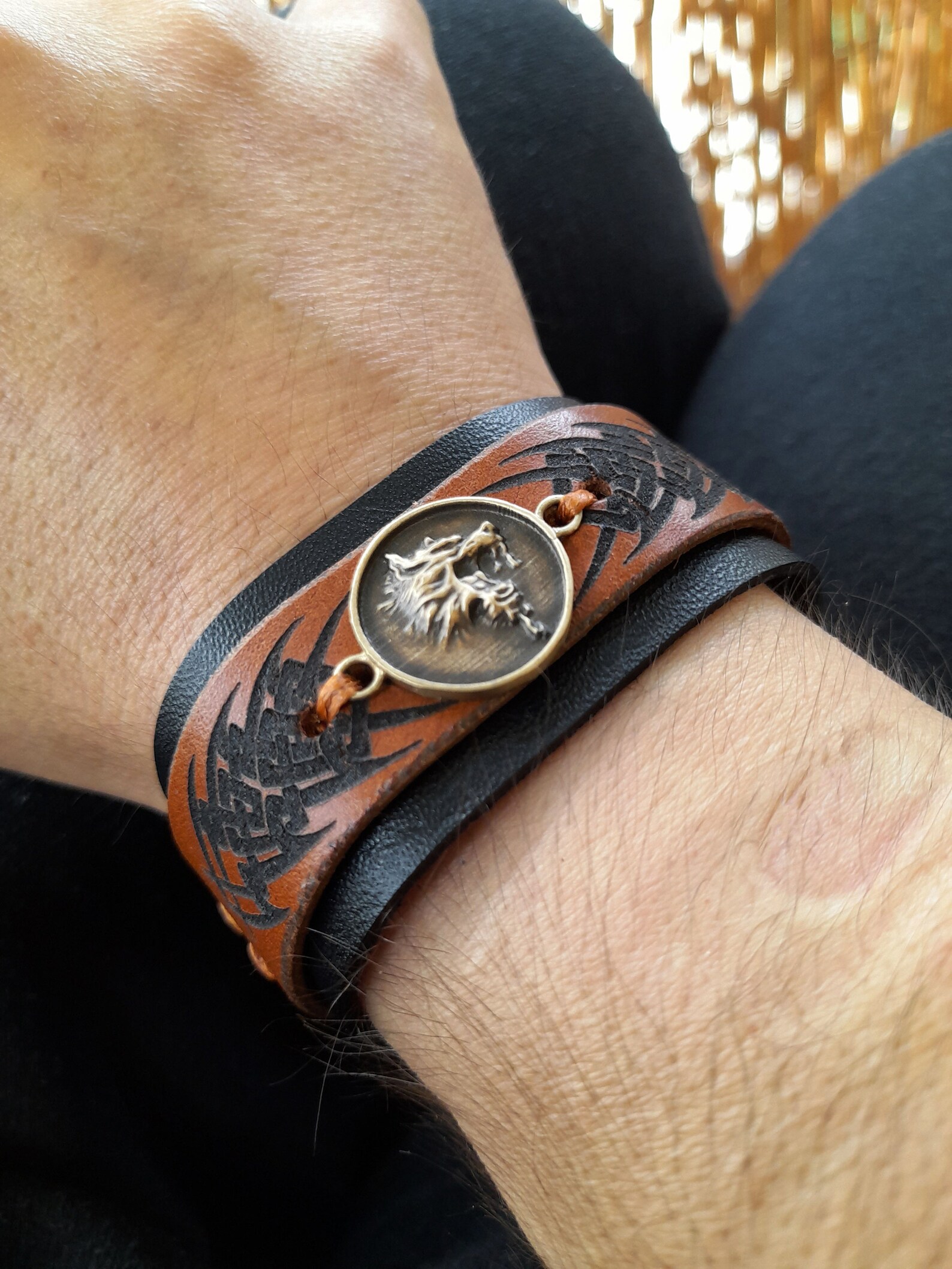 Howling Wolf Bracelet Nordic Wolf Cuff Bracelet Tribal Wolf - Etsy