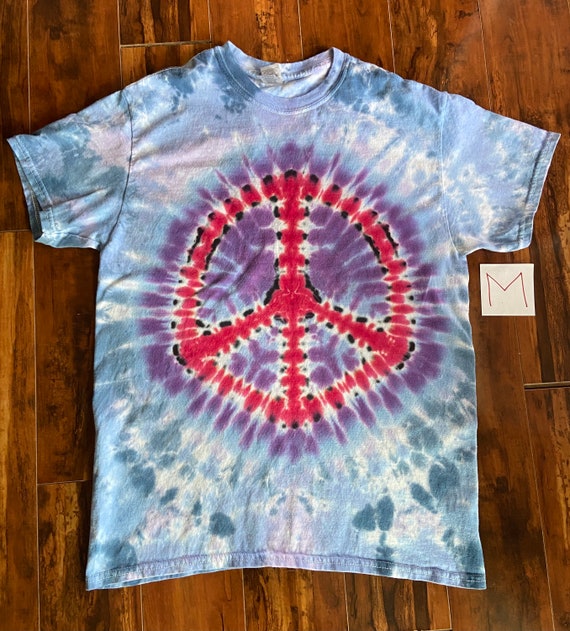 COLORED TYE DIE PEACE SIGN MEDIUM SIZE short sleeve TEE SHIRT mens womens dyed COLORED TYE DIE PEACE SIGN MEDIUM SIZE short sleeve TEE SHIRT mens womens dyed