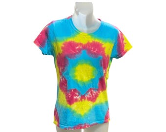 Camiseta tie dye KALEIDOSCOPE de manga corta, talla pequeña, corte para mujer