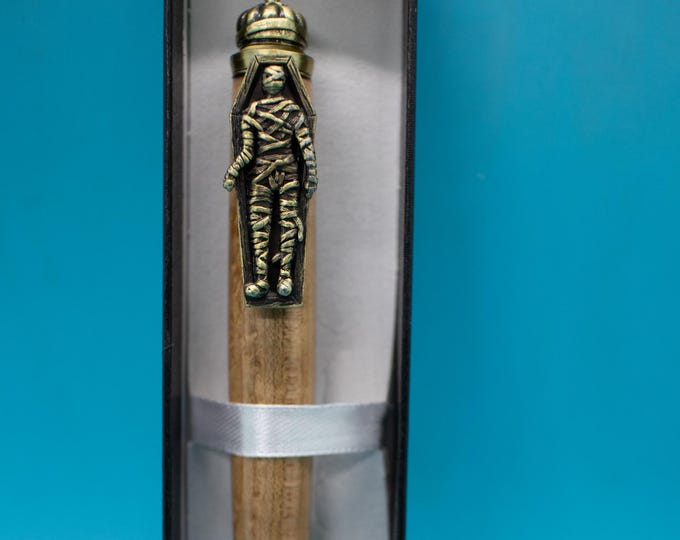 Haunted Halloween Theme Pen, Birdseye Maple with Gold Hardware, Hand Turned Wooden Ballpoint Pen
