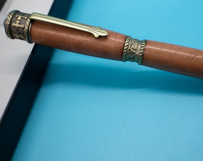 Bethlehem Carob Pen | Christian Faith Hope Love Gift | Handmade Wooden Ballpoint Pen | Religious Christmas Gift | Unique Writing Tool