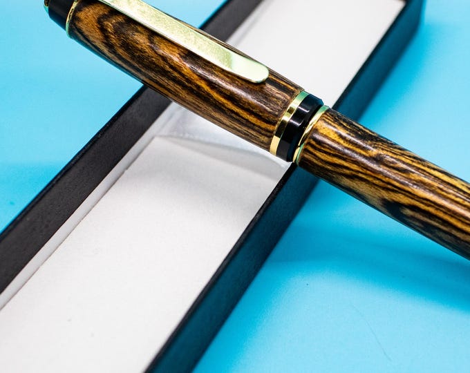 Cigar Style Ballpoint Pen Hand Turned in Bocote Wood, Luxury Handmade Writing Pen, Collectible Gift for Writers and Collectors
