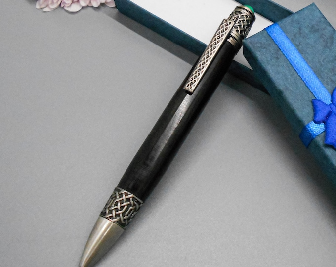 BLACKWOOD CELTIC PEN - African Blackwood Pen - Pen For Gift - Wood Ballpoint Pen - Celtic Wood Pen - Birthday Gift Ideas