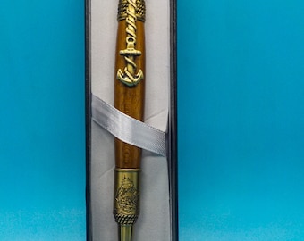 Pen Battleship USS California BB-44 Ballpoint - Handmade from Authentic Ship Teakwood Deck, Unique Maritime Gift