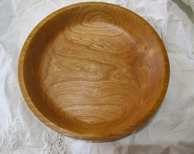 Wood Bowl 10" Cherrywood Handcrafted Serving Dish Rustic Kitchen Decor Unique Gift Idea