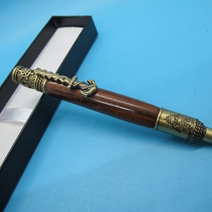 Ballpoint Pen Nautical Teakwood Handmade from Salvaged Ship Wood - Unique Eco-Friendly Gift for Writers & Collectors