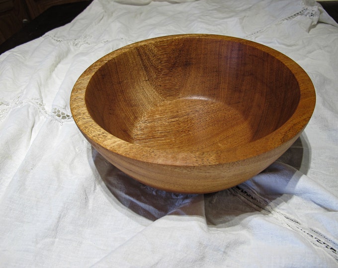 Mahogany Bowl Large 10" x 4" Handcrafted African Wood Serving Bowl Rustic Kitchen Decor