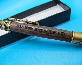 Battleship USS New Jersey (BB-62) Ballpoint Pen - Made from Ship's Teakwood Deck