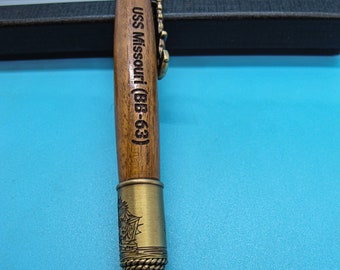 Pen made from USS Missouri Battleship Teakwood Deck - Unique Military Gift & Collector’s Ballpoint Writing Instrument