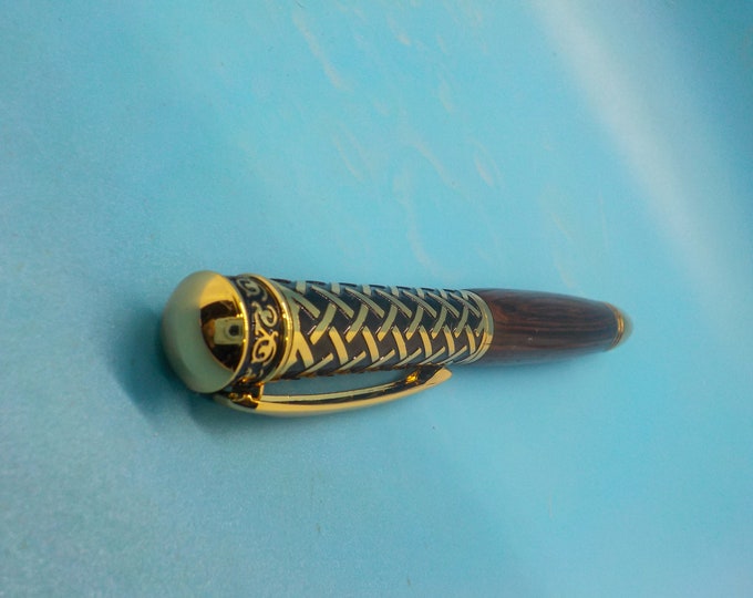 Gaelic Weave Pen in Cocobolo Wood - Handmade Elegant Writing Instrument with Intricate Weave Design & Smooth Finish