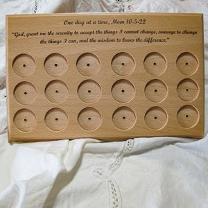 Recovery Coin Display Personalized with Serenity Prayer - Custom Addiction Token Holder for Sobriety Milestones Gift