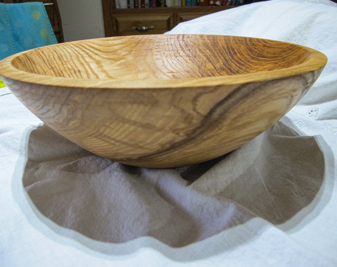Wood Bowl Large White Ash Wood 11" x 4" Dark Heart Handmade Rustic Kitchen Serving Bowl Gift