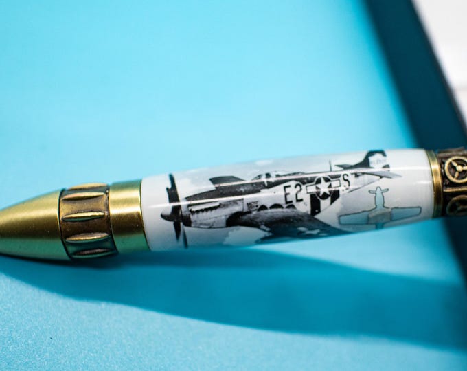 P-51 Mustang Aviation Theme Pen WWII Fighter | Handcrafted Aviation Theme Writing Pen, Collectible Gift for Pilots & History Enthusiasts