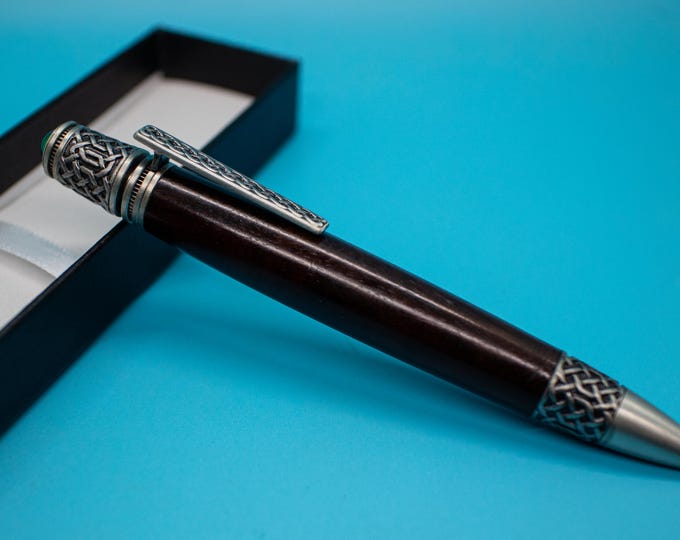 Rosewood Celtic Pen - Wood Ballpoint Pen for Gift, Unique Birthday Gift Ideas, Handmade Elegant Writing Tool